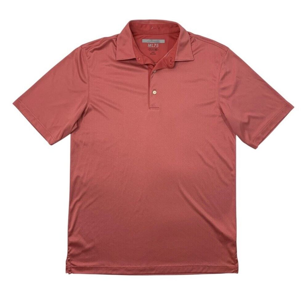 Greg Norman Polo Shirt Mens M Medium Salmon Pink ML75 Play Dry Performance Golf